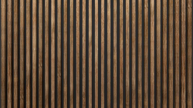 Elegant background of wooden slats over dark wall. Oak sheets.