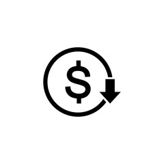 Cost reduction icon. Dollar Down Icon vector