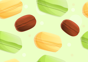 Sweet macaroon pattern. Cartoon illustration of sweet macaroon vector pattern for web design