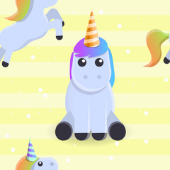 Happy unicorn pattern. Cartoon illustration of happy unicorn vector pattern for web design