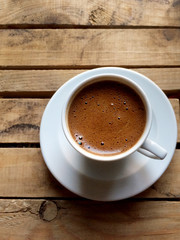 Coffee on the wood table