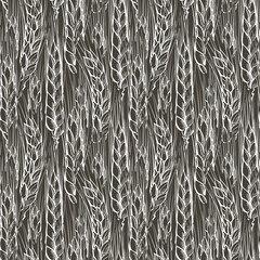 Vector seamless pattern field of wheat. Hand drawn engraving illustration of Countryside