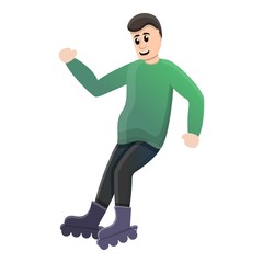 Fototapeta na wymiar Boy braking inline skates icon. Cartoon of boy braking inline skates vector icon for web design isolated on white background