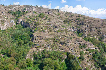 Cave city Khndzoresk in the rocks, Armenia