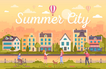 Fototapeta na wymiar Summer city - modern flat design style vector illustration