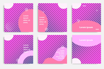 Six set modern wave fluid background template with gradient blue, pink, purple gradation for promotional. For social media post, stories, story, internet web banner, flyer, poster and brochure.