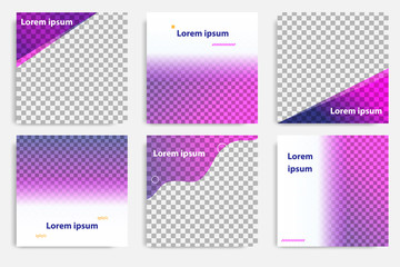 Six set modern wave fluid background template with gradient blue, pink, purple gradation for promotional. For social media post, stories, story, internet web banner, flyer, poster and brochure.