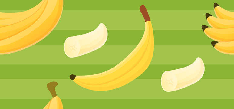 Banana fruit pattern. Cartoon illustration of banana fruit vector pattern for web design