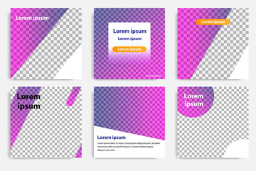 Six set modern wave fluid background template with gradient blue, pink, purple gradation for promotional. For social media post, stories, story, internet web banner, flyer, poster and brochure.