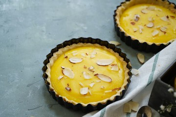 Homemade Lemon Tart with copy space