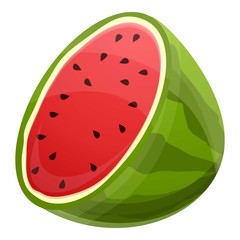 Half fresh watermelon icon. Cartoon of half fresh watermelon vector icon for web design isolated on white background