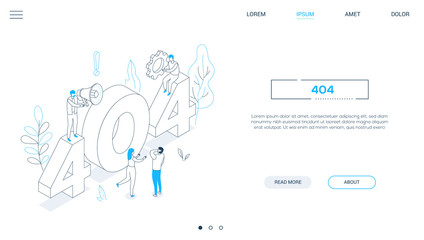 Error 404 page - line design style isometric web banner