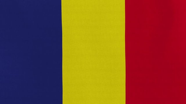 Loopable: Flag of Chad...Chadian official flag gently waving in the wind. Highly detailed fabric texture for 4K resolution. 15 seconds loop.