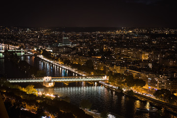 Fototapeta na wymiar Aerial cityscape of Paris by night - Paris, France