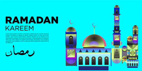 Vector colorful ramadan islamic greeting card and banner