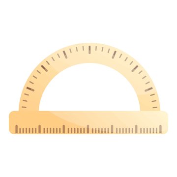 Wood protractor icon. Cartoon of wood protractor vector icon for web design isolated on white background
