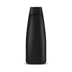 Shampoo bottle. Mock up, cosmetic package. Black color