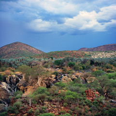 view of waterfall in namibia