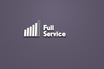 Text Full Service with light 3D illustration and violet background