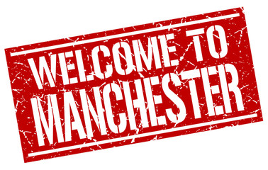 welcome to Manchester stamp