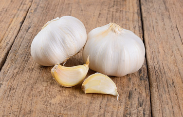 garlic on wooden background