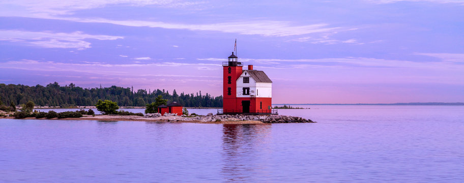 Round Island Lighthouse At Dusk