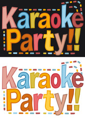 Karaoke party, banner. Retro style lettering phrase “Karaoke party”. Typography for a poster, banner, flyer, ...