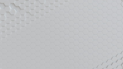 Hexagonal white background texture. 3d illustration, 3d rendering