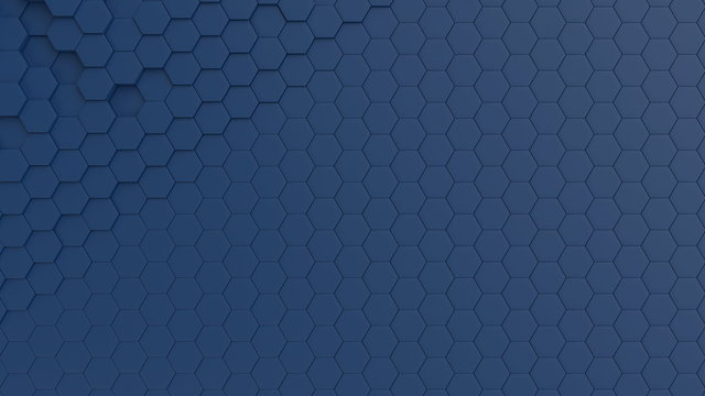 Hexagonal dark blue background texture. 3d illustration, 3d rendering © Sono Creative