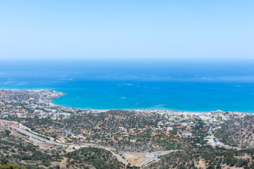 View of the resort town of Stalida from the mountain serpentine