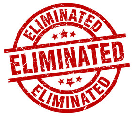eliminated round red grunge stamp