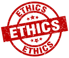 ethics round red grunge stamp