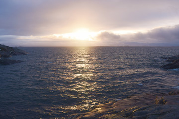 clouds sunset over sea in Norway 