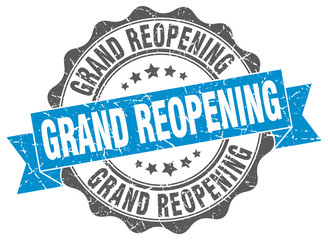 grand reopening stamp. sign. seal