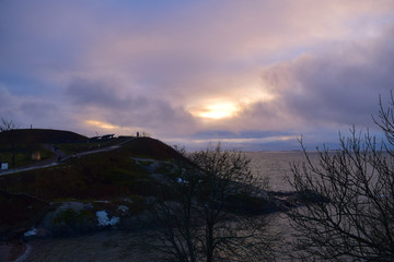clouds sunset over sea in Norway 