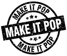 make it pop round grunge black stamp