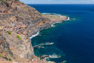 Fototapeta na wymiar View of Punta Llana, where is the Ermita de Nuestra Señora de Guadalupe at La Gomera, Canary Islands. Spain