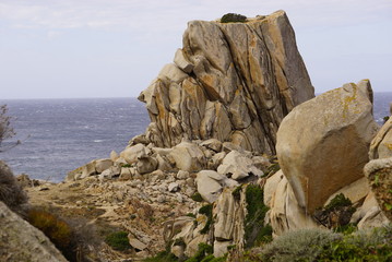 Capo Tesla is granite rocks area on coast in Sardinia Italy