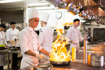 work of a group of chefs in a luxury restaurant.