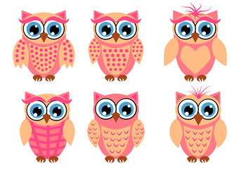 Cute girl owls. Baby showers, parties for baby girls.