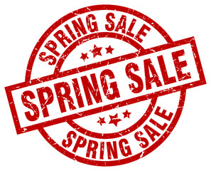 spring sale round red grunge stamp