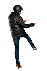 Naklejka premium Biker man jumping