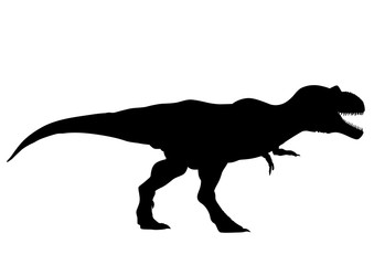 Silhouette of a prehistoric large dinosaur on a white background