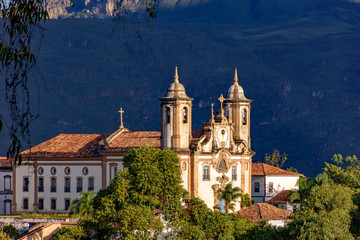 Old catholic church of the 18th century located in the center of the famous and historical city of Ouro Preto in Minas Gerais