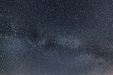 Detailed Milky Way image with meteors and flying satellites
