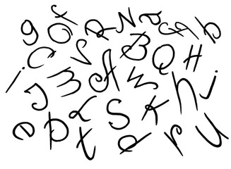 Background. Illustration of felt-tip pen, set of latin font.