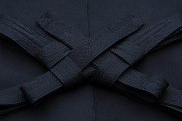 Folded aikido hakama, japanese martial arts uniform
