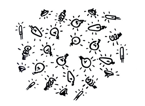 Background. Illustration of felt-tip pen, varieties of lmp illumination.