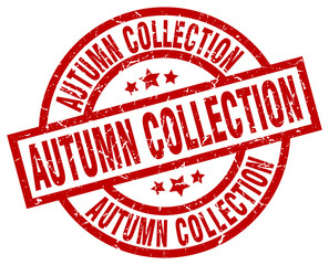 autumn collection round red grunge stamp