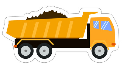 Tipper Truck. Dump truck. Cartoon style, childlike illustration
